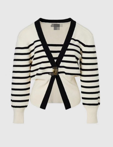 Contrast Knit Metallic Button Cardigan