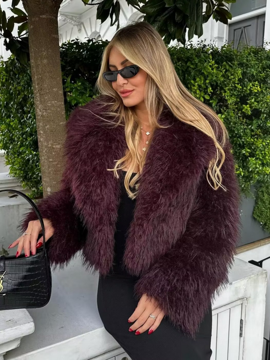 Open Front Faux Fur Jacket