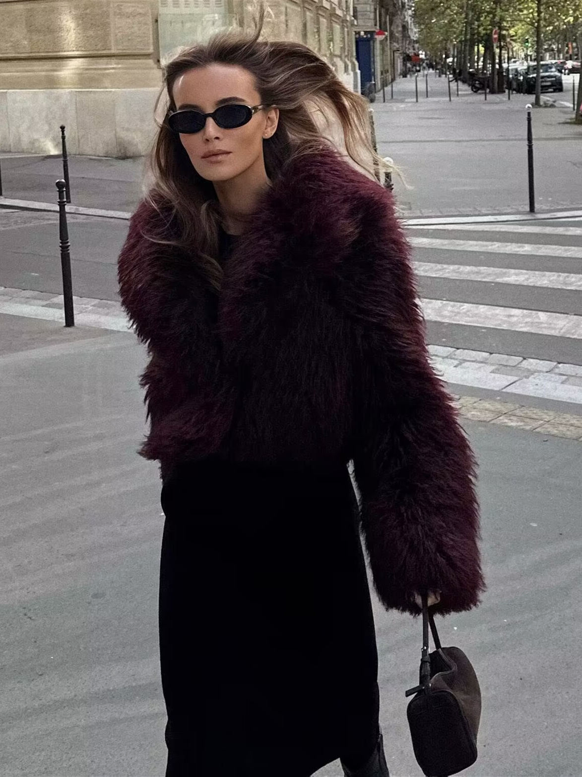 Open Front Faux Fur Jacket