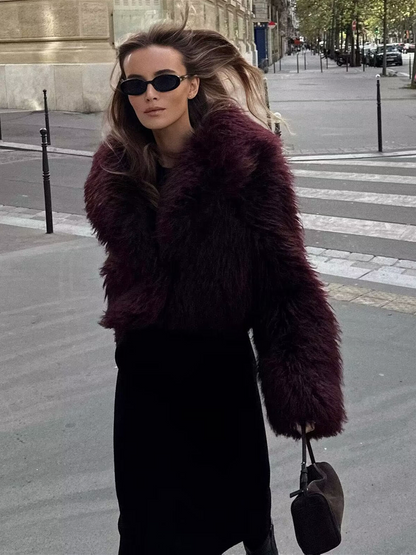 Open Front Faux Fur Jacket