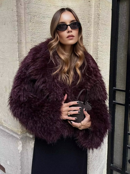 Open Front Faux Fur Jacket