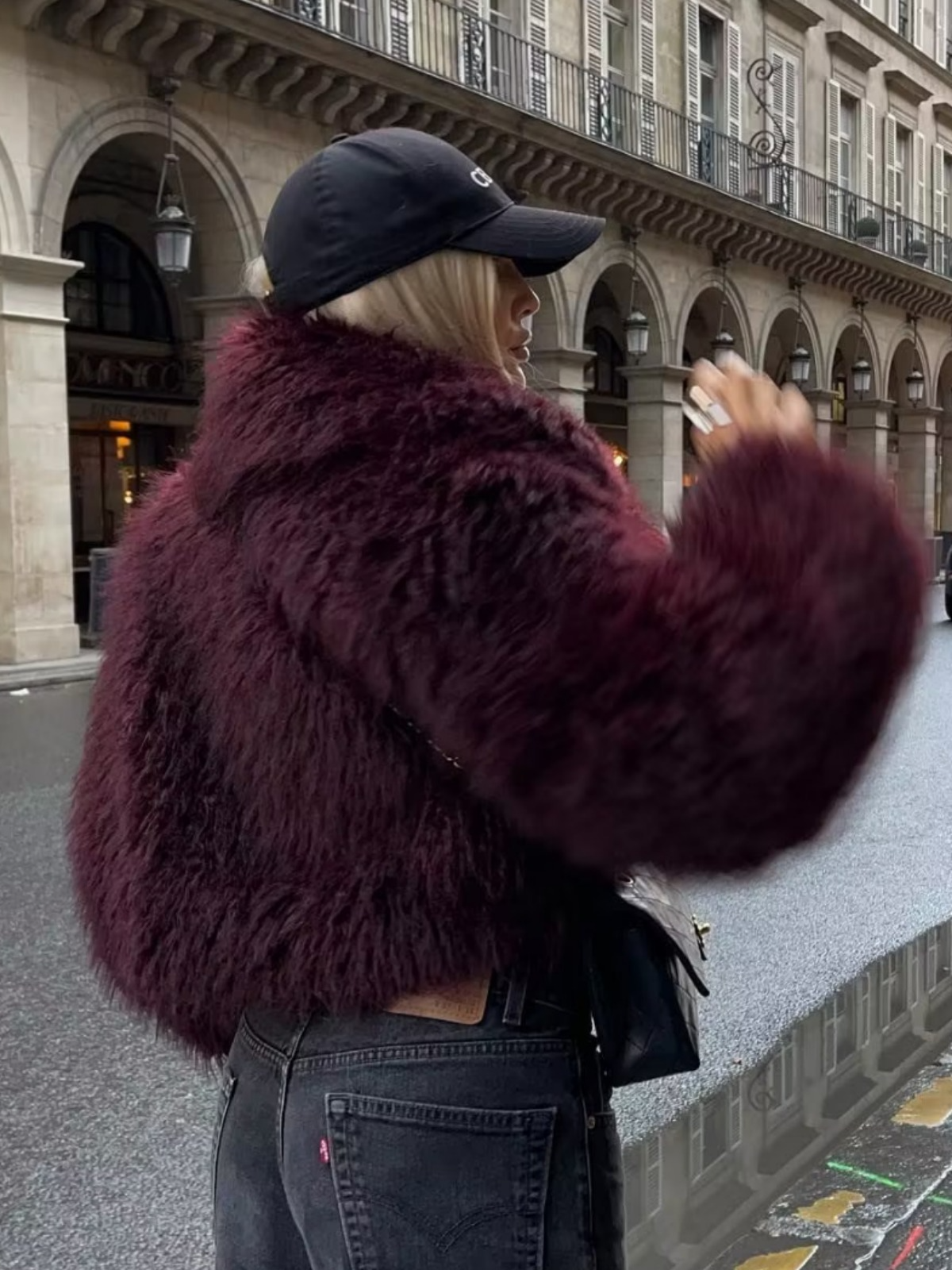 Open Front Faux Fur Jacket