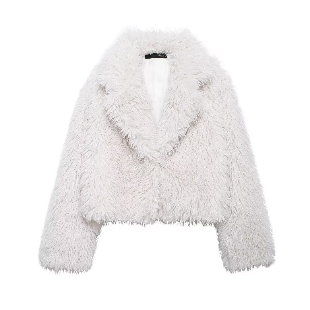 Open Front Faux Fur Jacket