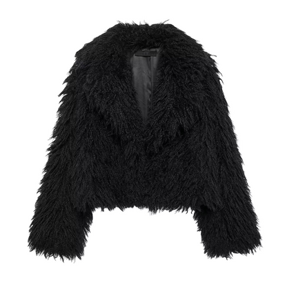 Open Front Faux Fur Jacket