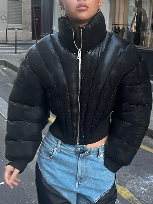 Stand Collar Crop Padded Puffer