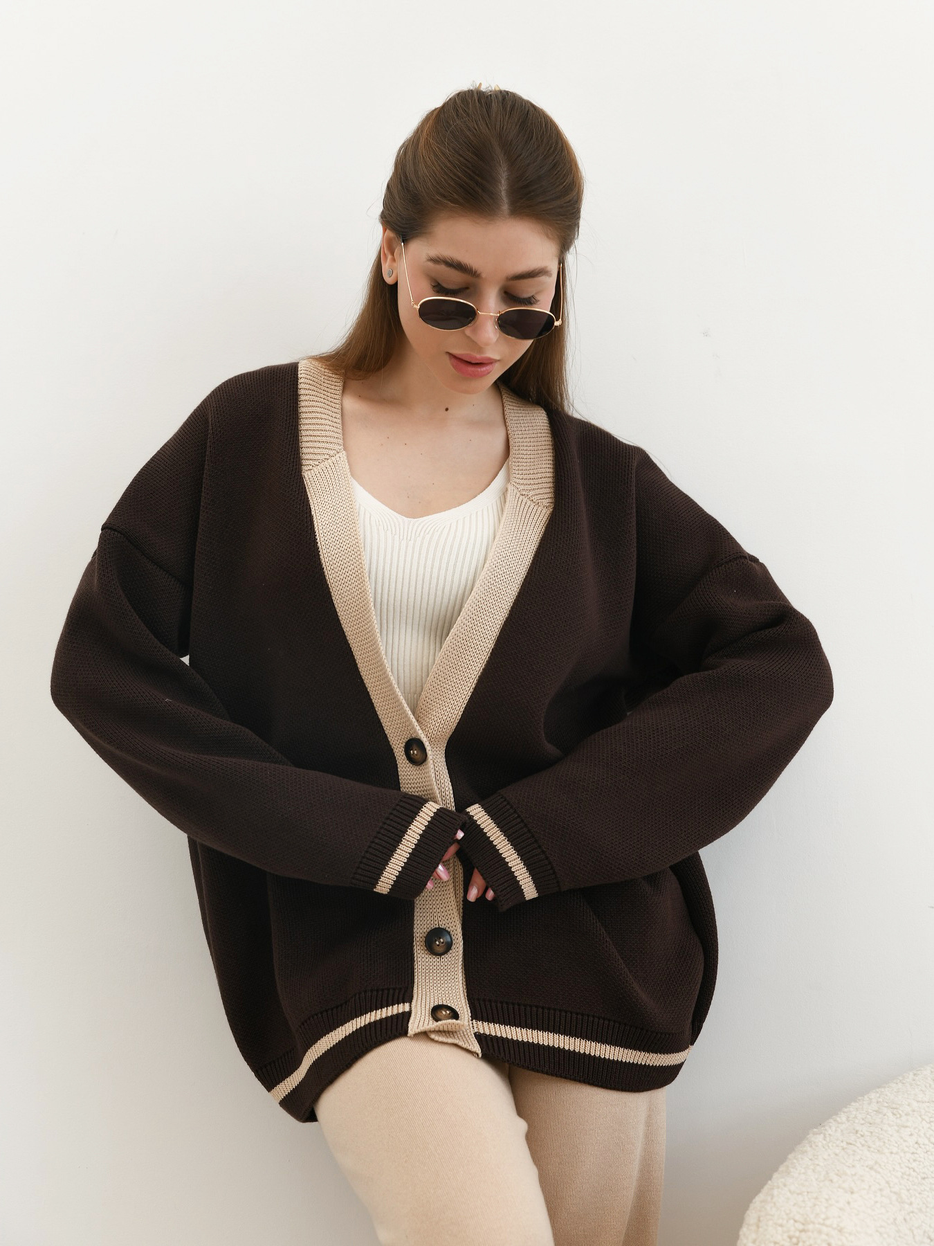 Thickened Contrasting Colours Cardigan