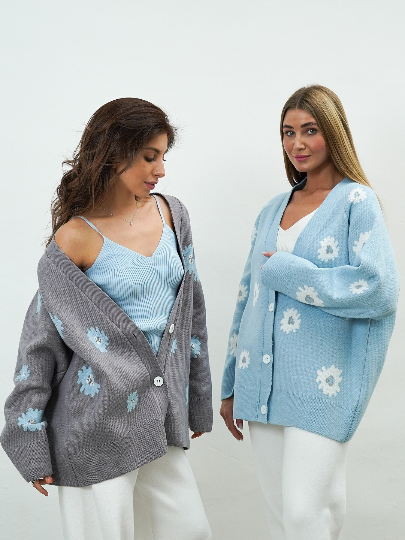 Printed Single-Breasted Button Cardigan