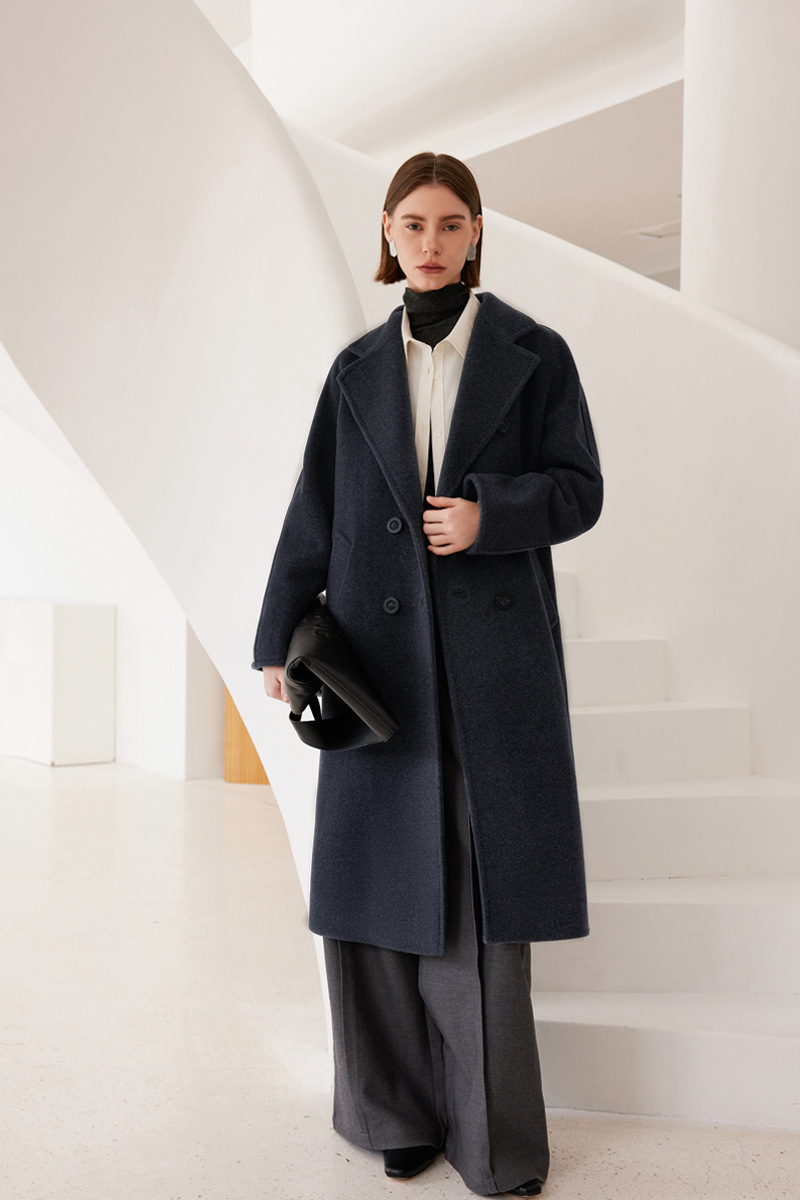 White Double-Breasted Longline Coat