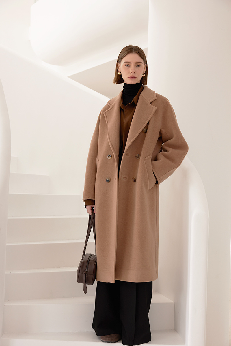 White Double-Breasted Longline Coat