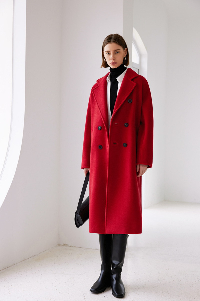 White Double-Breasted Longline Coat