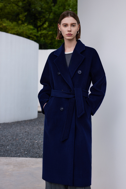 White Double-Breasted Longline Coat